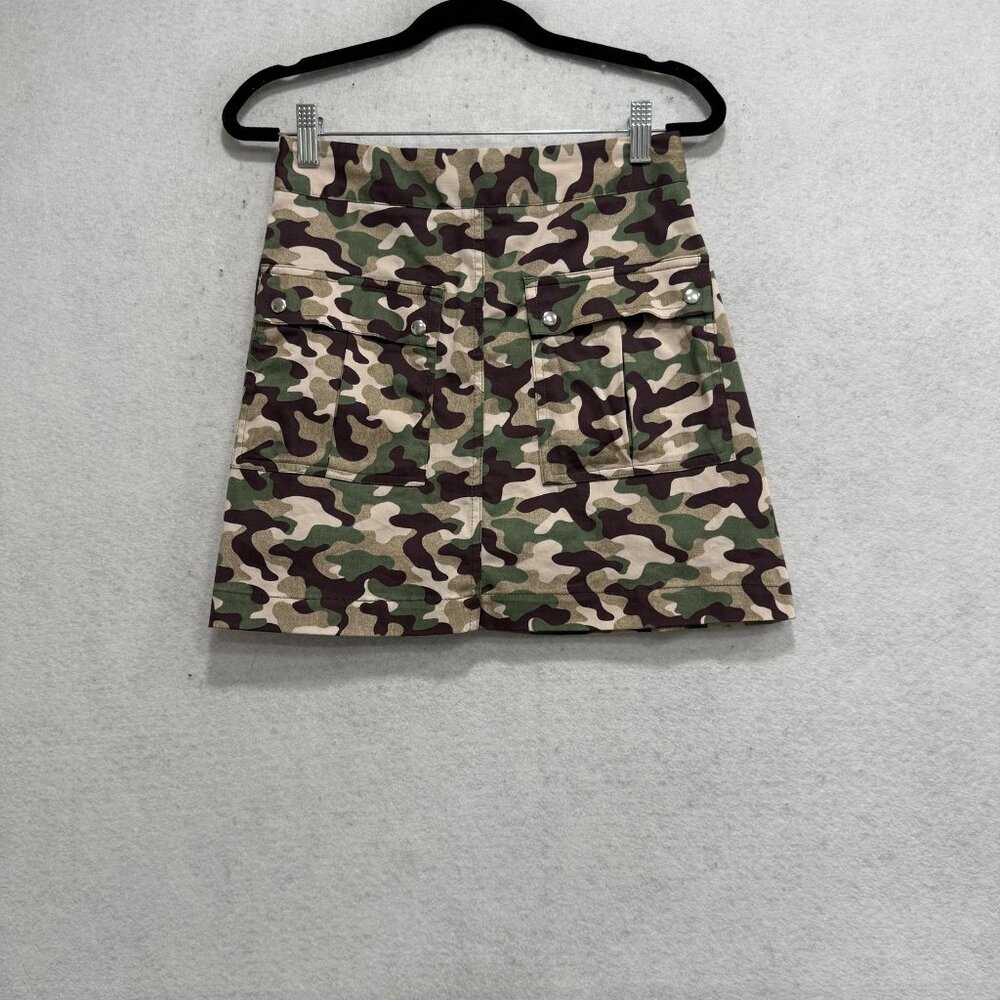 Zara Camo Shirt Skirt Set Womens XS Green Camouflage 2 Piece Military Utility - Picture 8 of 16
